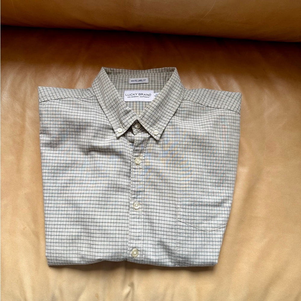 Lucky Brand Men's Button-Down Plaid Shirt - Grey
Size XL